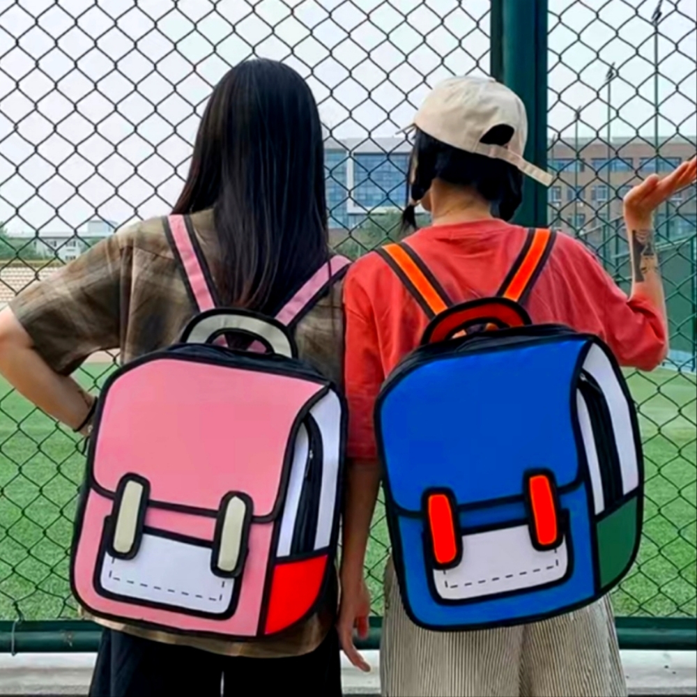 Two-dimensional Comic 2D Backpack, LargeCapacity Bookbag, Perfect 2D School Bac